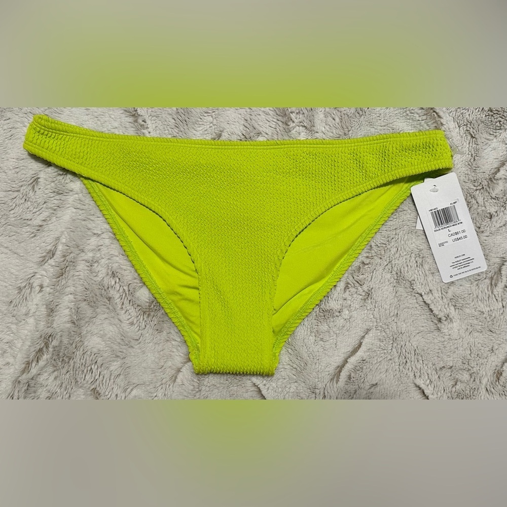 Hurley Neon Green Scrunch Ribbed Bikini Bottom Swimwear - Picture 3 of 8